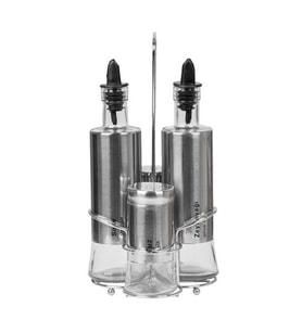 4’lü Set Paslanmaz Yağlık Sirkelik Tuzluk Çelik Yağdanlık 300 ml
