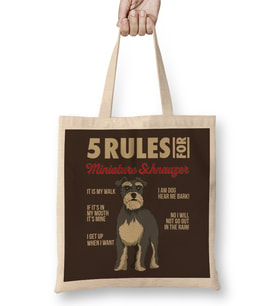 5 Rules For Miniature Schnauzer Funny Dog Bez Çanta Uzun Saplı