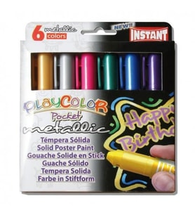 Instant Playcolor Pocket Metallic Solid Poster Paint (Jel Guaj Boya) 6 Metalik Renk 