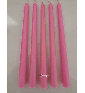 qosrix 5'li Pudra Pembe Şamdan Soya Mumu 1. Kalite Soya Doğal Pudra Kokulu Uzun Çubuk Konik Mum Dekoratif