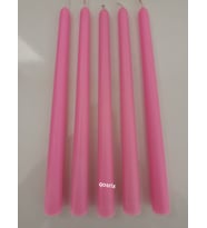 qosrix 5'li Pudra Pembe Şamdan Soya Mumu 1. Kalite Soya Doğal Pudra Kokulu Uzun Çubuk Konik Mum Dekoratif