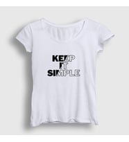 Presmono Kadın Beyaz Keep It Simple T-Shirt 510019tt (Beyaz)