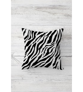 Zebra Desenli Çift Tarafı Baskılı Gizli Fermuarlı Yastık Kılıfı Kırlent Koltuk Yastık Kılıfı (Siyah)