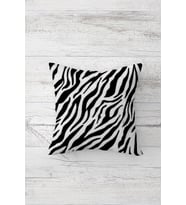 Zebra Desenli Çift Tarafı Baskılı Gizli Fermuarlı Yastık Kılıfı Kırlent Koltuk Yastık Kılıfı (Siyah)