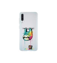 Samsung Galaxy A50s ile Uyumlu Splash Tembel Hayvan Tasarımlı Şeffaf Silikon Kılıf