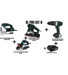 KLPro Set-8 (710W 80MM DEKUPAJ TESTERE+850W PLANYA+450W 150 MM EKSANTRİK ZIMPARA+DARBELİ MATKAP)