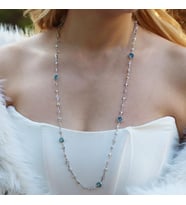 Mavi Swarovski Taşlı Gümüş Kolye