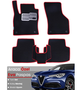 ALFA ROMEO GİULİETTA (2014-2024) Uyumlu EVA Paspas Tam Set–Araca Özel,Kolay Montaj,Su Geçirmez