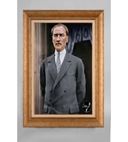 Altın Varaklı Paspartulu Çerçeveli Atatürk Tablo nt1316