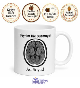 Beyin Tomografisi Çizimli Çok Düşünen Zeki İnsanlara Beyin Kupa Bardak Hediye