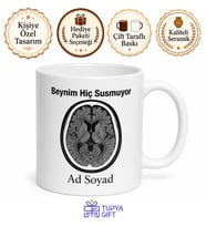 Beyin Tomografisi Çizimli Çok Düşünen Zeki İnsanlara Beyin Kupa Bardak Hediye
