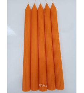 qosrix 5'li Turuncu Şamdan Mumu 1. Kalite Soya Doğal Vanilya Kokulu Uzun Çubuk Konik Mum Dekoratif