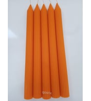 qosrix 5'li Turuncu Şamdan Mumu 1. Kalite Soya Doğal Vanilya Kokulu Uzun Çubuk Konik Mum Dekoratif