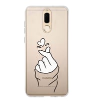 Huawei Mate 10 Lite Uyumlu Kalp Desenli Şeffaf Telefon Kılıfı