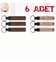A Kahve & Pudra, Aile İçi Kutlamalara Özel Anı, 6’lı Set, İsim Yazılabilen Deri Anahtarlık
