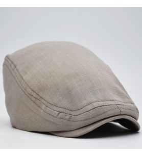 Erkek Kasket Keten Yazlık Flat Cap Şapka (Açık Bej)