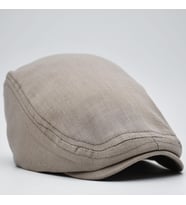 Erkek Kasket Keten Yazlık Flat Cap Şapka (Açık Bej)