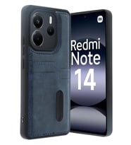 Redmi Note 14 4G Kılıf Sara Kartvizitli Deri Kılıf - Lacivert