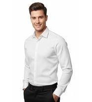 Erkek Silim Fit Armürlü Uzun Kol Gömlek BGL-ST04868 (Beyaz)