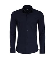 Koyu Lacivert Mini Kare Desenli Slim Fit Gömlek - Wessi