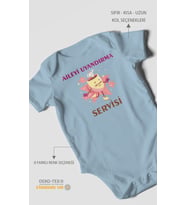 Aileyi Uyandırma Servisi Baskılı Bebek Zıbını – Çıtçıtlı Body  %100 Pamuk Kısa Kol (Bebek Mavisi)