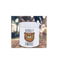 Bearly Awake Ayı Tasarım Baskılı Beyaz Seramik Kokusuz Kül Tablası