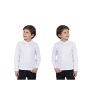 2'li T-Shirt Erkek Çocuk  %100 Pamuk Okul Tarz Uzun Kol 9-17 Yaş 12492 MODANINO (Beyaz)