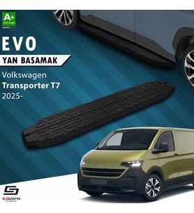 S-Dizayn Volkswagen Transporter T7 Kısa Şase Evo Siyah Yan Basamak 223 Cm 2025 Üzeri A+ Kalite