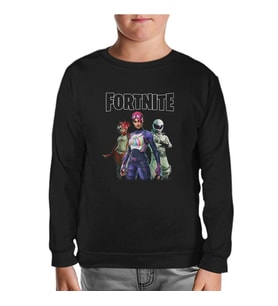 Fortnite - Maps Siyah Çocuk Sweatshirt