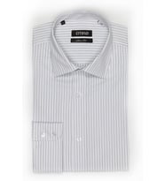 PİNGÖMLEK WESTBOURNE PIN BEYAZ İNCE SİYAH ÇİZGİLİ %100 Pamuk  Kolay Ütülenir Slim Fit Cutaway Yakalı Cepsiz Erkek Gömlek (Beyaz-Siyah)