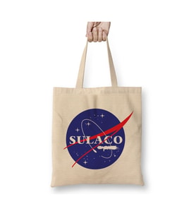 Sulaco NASA Logo Aliens Beyaz Bez Çanta Uzun Saplı Alışveriş Çantası Plaj Çantası