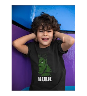 Tasarım Hulk Baskılı Unisex Avengers Film Çocuk Tişört (1-12 YAŞ)