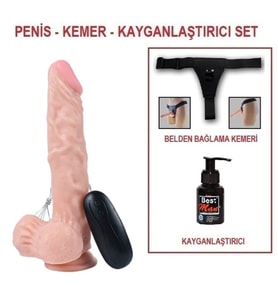 LilituShop 21 cm Belden Bağlamalı Titreşimli Realistik Dildo Penis Set