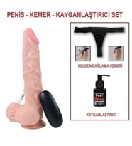 LilituShop 21 cm Belden Bağlamalı Titreşimli Realistik Dildo Penis Set