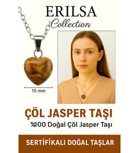 Sertifikalı Mini Kalp Model Çöl Jasper Taşı Kolye – Dayanıklılık, Denge ve Topraklanma Taşı (Çok Renkli)