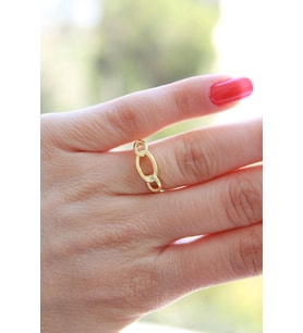 Zincir Model Gold Renk Eklem Yüzük