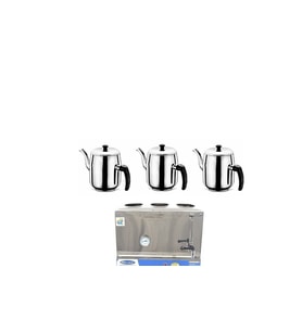 İDEAL ÇELİK 35 Litre Çay Kazanı Elektrikli Pleytsiz Çay Kazanı Çay Ocağı Sanayi Tipi-DEMLİKLİ