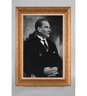 Altın Varaklı Paspartulu Çerçeveli Atatürk Tablo sd433