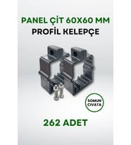 Panel Çit 60x60 MM Profil Kelepçe - Somun + Cıvatalı (262 Adet) (Gri)