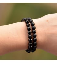 İki Adet Obsidyen Taşı Bileklik - 8 mm 