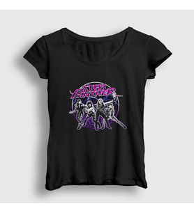Presmono Kadın Siyah Band Steel Panther T-Shirt 375888tt