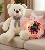 90 Cm Peluş Ayı & Mesajlı Aynalı LED Işıklı Kelebek Buketi Hediye Seti Kıza Arkadaşa Sevgiliye Hediye