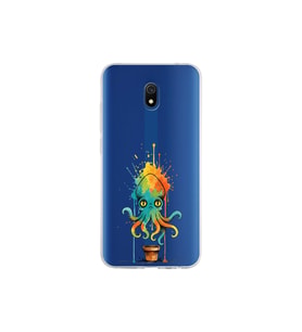 Redmi 8A ile uyumlu Splash ahtapot tasarımlı şeffaf silikon kılıf