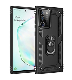 Samsung Galaxy Note 20 Ultra Uyumlu Kılıf Standlı Manyetik Yüzüklü Military Magnetic Ring Polycarbonate and TPU Case (Siyah)