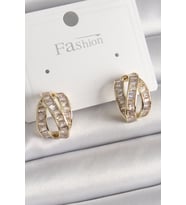 Pirinç Gold Renk Zirkon Taşlı Düğüm Halka Model Kadın Küpe TJ-BKP9943