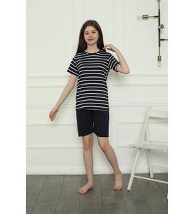 Giyim Kız Çocuk Penye Şortlu Pijama Takım Lacivert