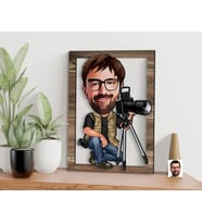 BK Gift Kişiye Özel Fotoğrafçı Karikatürlü 3D Ahşap Tablo, Sevgiliye Hediye, Arkadaşa Hediye, Yıl Dönümü Hediyesi, Doğum Günü Hediyesi-1