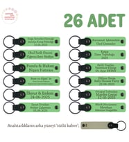 Sanat Tarihi Eğitimine Katılanlar İçin, 26'lı Set, İsme Özel Hatıra Anahtarlık, F Yeşil & S Kahve (Fıstık Yeşili)