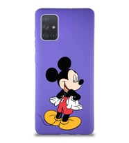 Samsung Galaxy A71 Soft Premier Kapak Mickey Mouse-D Tasarımlı Silikon Kılıf - Mor (Şeffaf)