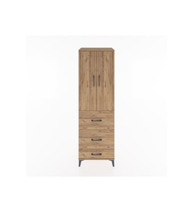 Hyperion Dolap 3 Raflı 3 Çekmeceli 2 Kapaklı 60x44x195 Çam-Çam